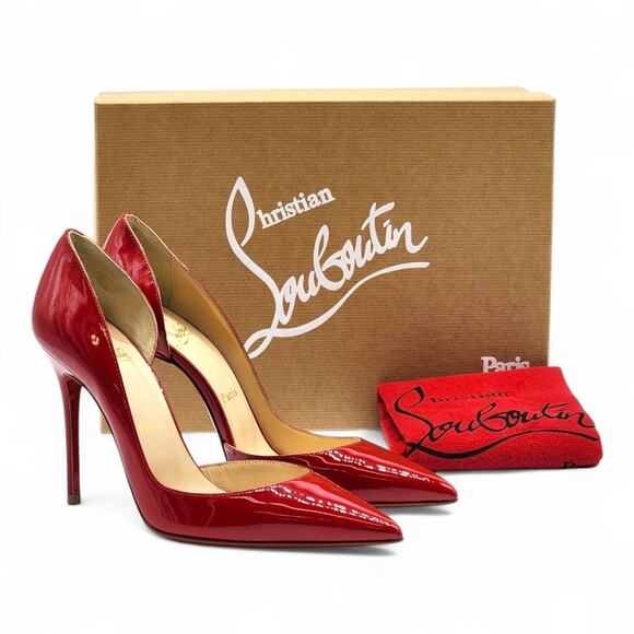 Christian Louboutin Iriza Patent Leather D’Orsay Pumps Red EU 36.5 US 6 $945 - Picture 1 of 7
